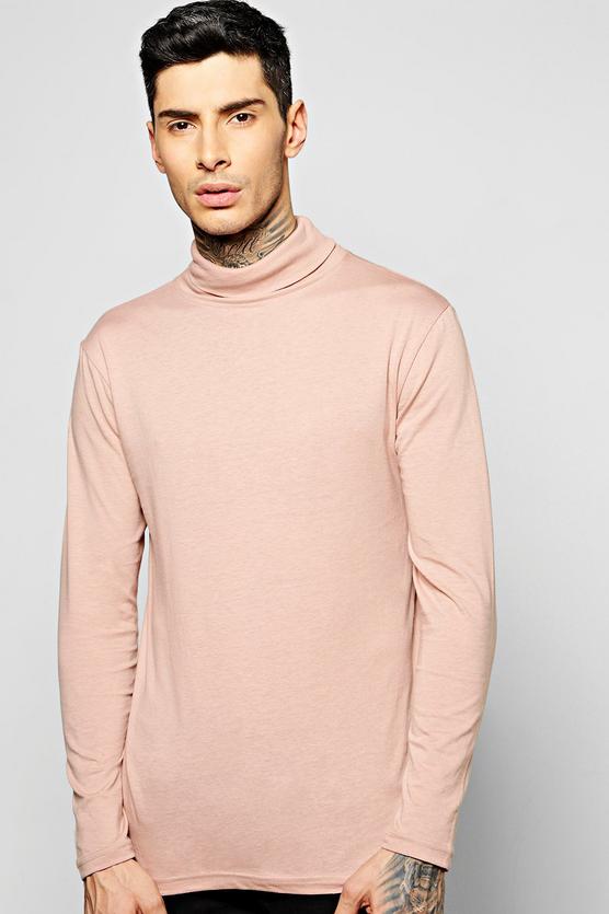 Long Sleeve Jersey Roll Neck Top